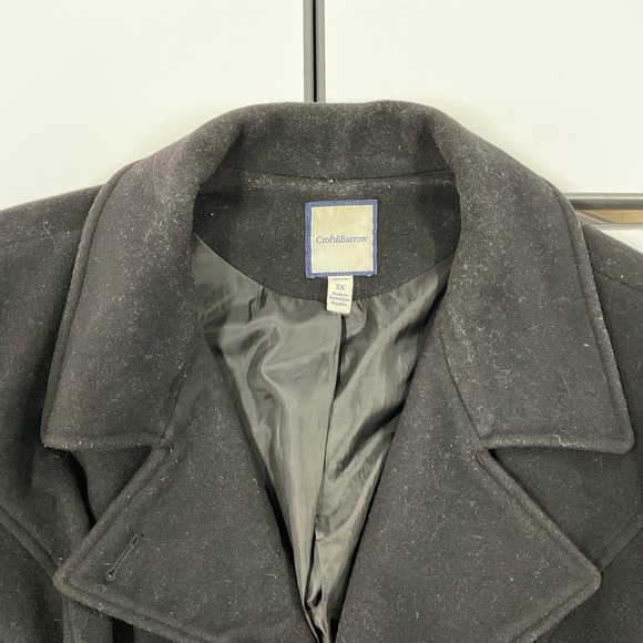 Women's Size 2X Croft & Barrow Lined Pea Coat/Jacket Black Double Breasted - Picture 4 of 8